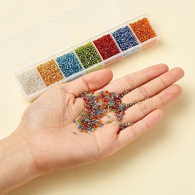 3500Pcs 7 Colors 12/0 Glass Round Seed Beads SEED-YW0001-23-1