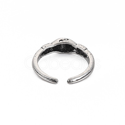 Handshake Alloy Open Cuff Ring for Women RJEW-N029-105-1