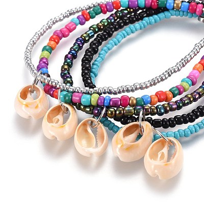 Glass Seed Beads Anklets AJEW-AN00252-1