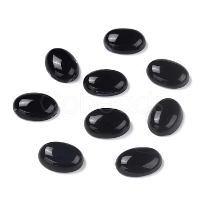 Oval Natural Dyed & Heated Black Agate Cabochons G-K020-18x13mm-01-1