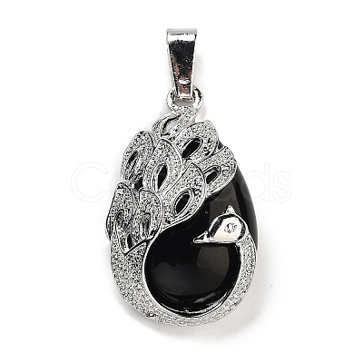 Natural Obsidian Teardrop Pendants G-G112-03P-12-1