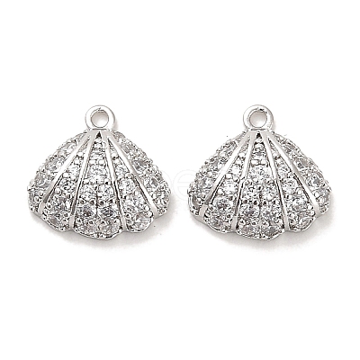 Brass Micro Pave Clear Cubic Zirconia Charms KK-C054-05P-1