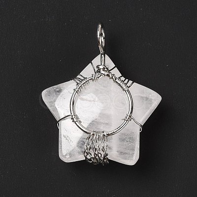 Natural Quartz Crystal Pendants G-D458-04P-02-RS-1