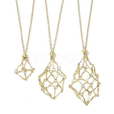 3Pcs 3 Sizes Stainless Steel Macrame Pouch Empty Stone Holder for Necklace Makings NJEW-JN04824-1