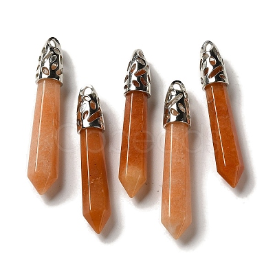 Natural Red Aventurine Pointed Big Pendants G-Z055-01P-10-1