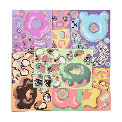 8Pcs Donut Cute PVC Adhesive Stickers Set STIC-Q003-03-1