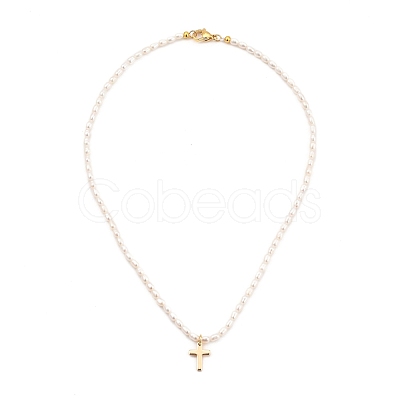 Cross Brass Pendant Necklaces NJEW-JN02972-02-1