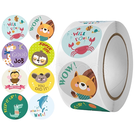 Round Paper Self-Adhesive Reward Sticker Rolls X-PW-WG29604-01-1