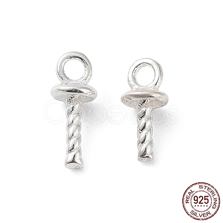 925 Sterling Silver Cup Pearl Peg Bails Pin Pendants STER-F053-01S-1