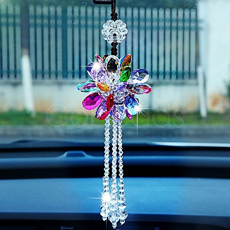 Glass Flower with Tassel Pendant Decorations AUTO-PW0001-18D-1