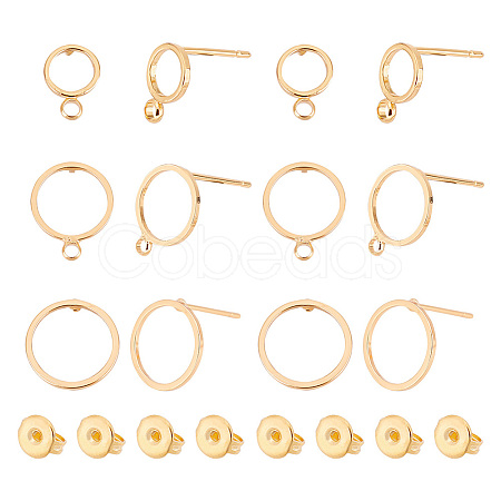ARRICRAFT 30Pcs 3 Style Brass Cricle Stud Earring Findings KK-AR0002-99-1