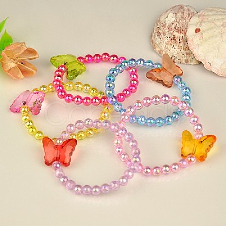Transparent Acrylic Kids Bracelets for Children's Day Gift BJEW-JB00613-M-1