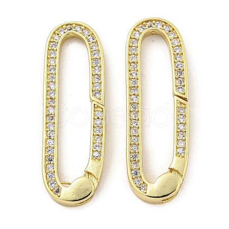 Rack Plating Brass Micro Pave CLear Cubic Zirconia  Spring Gate Clasps KK-Q814-13G-1