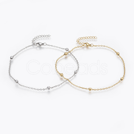 304 Stainless Steel Anklets AJEW-H013-02-1
