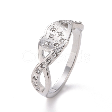 Crystal Rhinestone Infinity with Heart Finger Ring RJEW-D120-12P-1