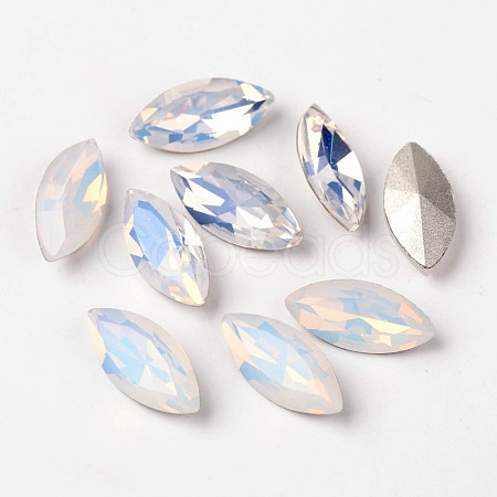 Faceted Horse Eye Glass Pointed Back Rhinestone Cabochons X-RGLA-E005-15x7mm-031-1
