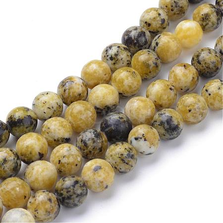 Natural Yellow Turquoise(Jasper) Beads Strands G-R345-8mm-44-1