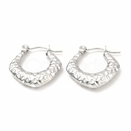 Non-Tarnish 304 Stainless Steel Chunky Rhombus Hoop Earrings for Women EJEW-F283-04P-1