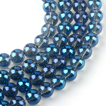 Electroplate Glass Beads Strands EGLA-Q062-8mm-A14-1