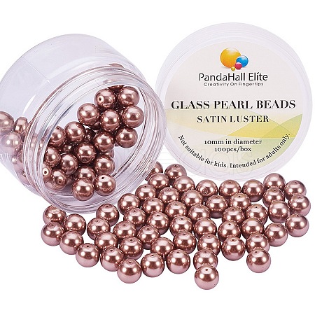 Pearlized Glass Pearl Round Beads HY-PH0001-10mm-095-1