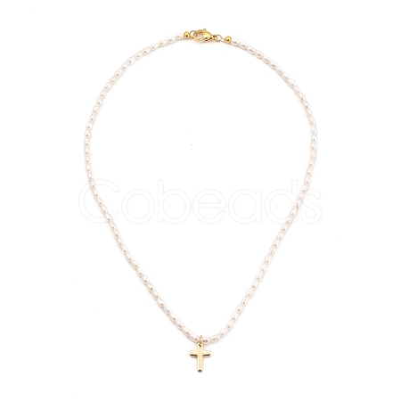 Cross Brass Pendant Necklaces NJEW-JN02972-02-1