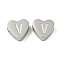 Tarnish Resistant 304 Stainless Steel Beads, Heart with Letter, Stainless Steel Color, Letter V, 7x8x3mm, Hole: 2mm