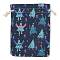 Christmas Theme Cloth Printed Storage Bags, Drawstring Bags, Rectangle, Marine Blue, 18x13x0.4cm