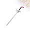 Ancient-Costume Style Alloy Hair Sticks for Women, Glass Sword Hairpin Chopsticks, Platinum, 205x45mm