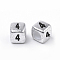 Antique Silver Plated Acrylic Beads, Cube with Black Number, Num.4, 6mm, Hole: 3mm, about 150000pcs/25000g