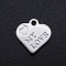 Non-Tarnish Valentine's Day Theme, 201 Stainless Steel Charms, Heart with Word My Love, Stainless Steel Color, 13x12.5x1mm, Hole: 1.5mm