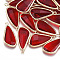 Glass Pendants, with Brass Findings, Faceted, teardrop, Golden, Red, 28.5x14x6mm, Hole: 1.5mm