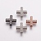 Brass Micro Pave Cubic Zirconia Pendants, Multi-strand Links, Cross, Mixed Color, 10x10x3mm, Hole: 0.5mm