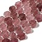 Natural Strawberry Quartz Beads Strands, Hexagon, with Seed Beads, 8.5~9x8.5~10x4~5mm, Hole: 1mm, about 17~18pcs/strand, 7.48''(19cm)