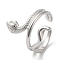 Non-Tarnish 304 Stainless Steel Snake Open Cuff Ring for Women, Stainless Steel Color, Inner Diameter: 17mm