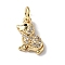 Brass Micro Pave Cubic Zirconia Charms, with Jump Ring, Dog Charms, Real 18K Gold Plated, 11x9x2.8mm, Hole: 3.2mm