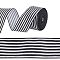 Polyester Ribbon, Black and White, Stripe Pattern, 2-1/2 inch(62mm), 12 yards/roll