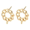 Brass Hollow Donut Stud Earrings Findings, with Loops, Real 18K Gold Plated, 20x17mm, Hole: 1.6mm, Pin: 10x0.8mm