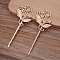 Ancient Style Brass with Iron Hair Bobby Pins Findings, Flower, Rose Gold, 55mm, 50pcs/set