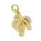 Brass Micro Pave Cubic Zirconia Pendants, Real 18K Gold Plated, Coconut Tree Charms, Clear, 18x12.5x3mm, Hole: 3mm