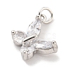 Rack Plating Brass Micro Pave CLear Cubic Zirconia Charms KK-Q814-04P-2