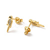 Rack Plating Brass Micro Pave Clear Cubic Zirconia Bird Stud Earrings EJEW-F301-24-2