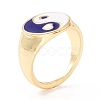 Yin Yang Pattern Flat Round Enamel Finger Ring for Girl Women RJEW-Z010-04LG-RS-1