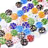 Flat Round Handmade Millefiori Glass Beads Strands LK-R004-63-1