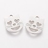 Non-Tarnish 201 Stainless Steel Kitten Charms STAS-Q201-T111-2