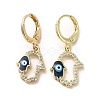 Hamsa Hand with Evil Eye Real 18K Gold Plated Brass Dangle Leverback Earrings EJEW-Q797-22G-03-1