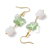 Butterfly Transparent Glass with Natural White Jade Dangle Earrings EJEW-JE05804-02-4