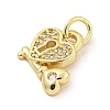 Rack Plating Brass Micro Pave Clear Cubic Zirconia Charms KK-Q814-05G-2