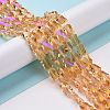 Faceted Electroplated Transparent Glass Beads Strands GLAA-G092-A01-3