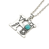 Letter A~Z Antique Silver Plated Alloy with Synthetic Turquoise Pendant Necklaces NJEW-G080-01H-2