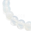 Opalite Round Beaded Stretch Bracelet with Heart Charm BJEW-JB09019-01-5